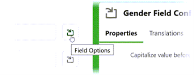 Screenshot: The Field Options icon for a field in the mapping table